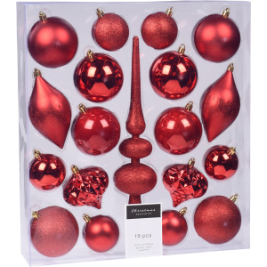 Набор елочных игрушек Christmas Decoration 19 штук Красный (CAN214920) лучшая модель в Луцке