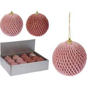 Набір ялинкових куль Christmas Decoration 8 см 12 шт рожевий (CAA126440) краща модель в Луцьку