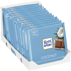 Упаковка молочного шоколаду Ritter Sport з начинкою кокосово-молочний крем 12 шт х 100 г (4000417298607) краща модель в Луцьку