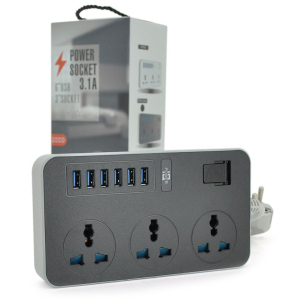 Мережевий фільтр Voltronic ТВ-Т09, 3 розетки + 6 USB, 2 м (2000000089690) краща модель в Луцьку