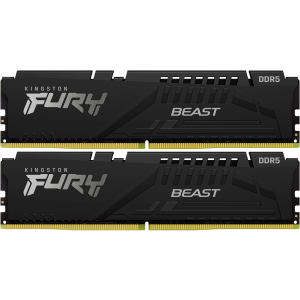 Оперативна пам'ять Kingston Fury DDR5-4800 32768MB PC5-38400 (Kit of 2x16384) Beast Black (KF548C38BBK2-32) рейтинг