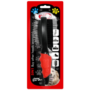 Щітка двостороння Pet Nova для розчісування вовни у собак 22 см (GRO-5IN1-2BRUSH-M) краща модель в Луцьку