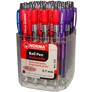 Набір автоматичних кулькових ручок Norma Синій 0.7 мм Корпус асорті 40 шт (333/18591662033363)
