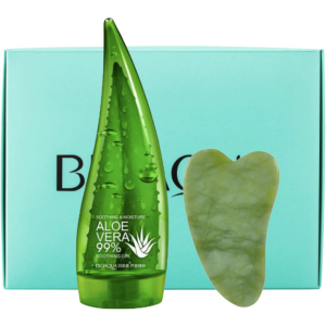 Набір BioAqua Гель для обличчя Aloe Vera 99% Зволожуючий 190 мл + Нефритовий масажер-скребок для обличчя Гуаша (2000000223391) в Луцьку