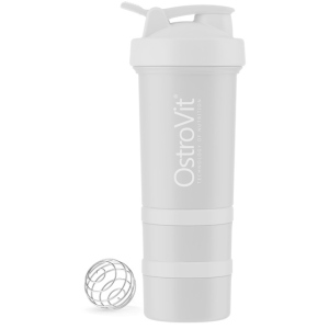 Шейкер OstroVit Shaker Premium with 2 pill boxes and mixing ball 450 мл Светло-серый (5903933903033) ТОП в Луцке