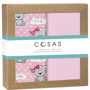 Набір пелюшок Cosas Бязь Girl Bear Rose Dots Malina 80 х 100 2 шт (4822052074626) краща модель в Луцьку