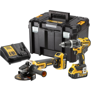 Набір з двох інструментів безщіткових DeWalt 18 В XR Li-lon, 5 Ач, валіза, 2 акумулятори та зарядний пристрій (DCK2080P2T)