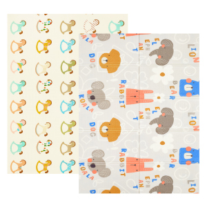 Дитячий двосторонній розвиваючий складний термокилимок для повзання POPPET Різнокольорові звірята та Іграшкові конячки 150х200x0.9 см (PP016-150H) ТОП в Луцьку