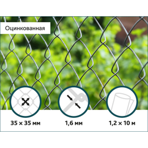 Сітка Рабиця оцинкована Сітка Захід 35х35/1,6мм 1,2м/10м ТОП в Луцьку