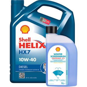 Моторное масло Shell Helix D HX7 10W-40 4 л + Shell Winter Screenwash Concentrate -55 °С 1 л (ТОВ-У512756)