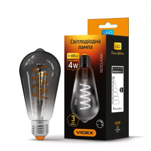 LED лампа VIDEX Filament ST64FGD 4W E27 2100K 220V Диммерная графит (VL-ST64FGD-04272) лучшая модель в Луцке