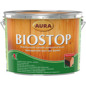 купить Грунт биозащитный AURA BIOSTOP 9 л, бесцветный - глубокого проникновения, алкидный на уайт-спирите для дерева