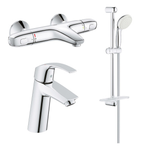 Набор смесителей в ванную GROHE Grohtherm 1000 + Eurosmart хром латунь 34101TM ТОП в Луцке