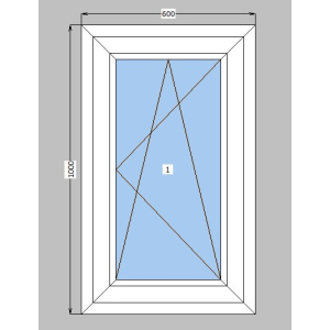 Окно металлопластиковое Rehau Synego 80 mm 1-створчатое поворотно-откидное, фурнитура Siegenia, 600х1000 мм, белое лучшая модель в Луцке