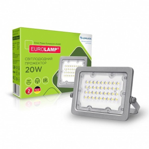 Прожектор світлодіодний EUROLAMP 20Вт 5000K 2000Лм сірий (LED-FL-20(gray)) ТОП в Луцьку