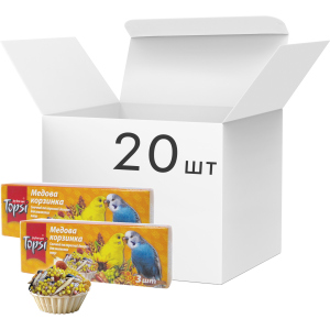 Упаковка ласощів для хвилястих папуг Topsi Медовий кошик 45 г 20 шт (14820122208596) надійний