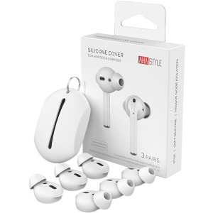 Вакуумні силіконові насадки AhaStyle для Apple AirPods та EarPods 3 малі пари Білі (AHA-01660-WHT) ТОП в Луцьку