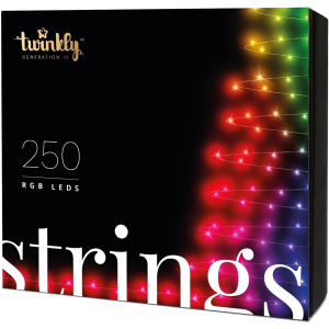 Світлодіодна Smart LED гірлянда Twinkly Strings RGB 250, BT+WiFi, Gen II, кабель IP44 чорний (TWS250STP-BEU) краща модель в Луцьку