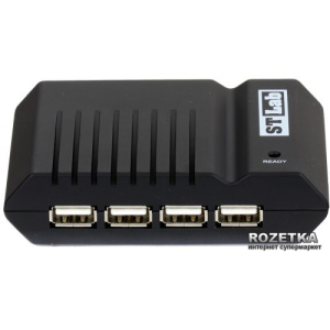 USB USB 2.0 4-х портовий Хаб з блоком живлення STLab (U-181 Black) в Луцке