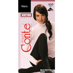 Колготки Conte из хлопка Cotton 450 Den 4 р Nero -4811473081146 лучшая модель в Луцке