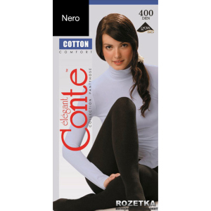 Колготки Conte из хлопка Cotton 400 Den 3 р Nero -4811473020398 ТОП в Луцке