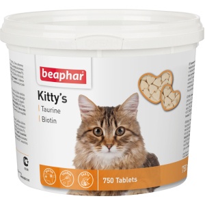 Кормова добавка Beaphar Kittys + Taurine + Biotine з біотином та таурином для кішок 750 таб (12597) (8711231125975) краща модель в Луцьку