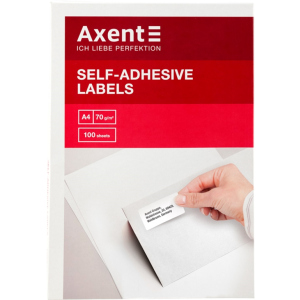 Набор этикеток самоклеящихся Axent 100 листов А4 105х148.5 мм Белые (2461-А) лучшая модель в Луцке