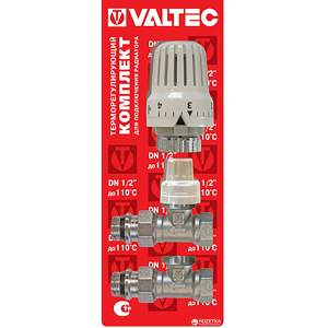 Комплект терморегулюючого обладнання VALTEC для радіатора прямої 1/2" (VT.046.N.04) в Луцьку