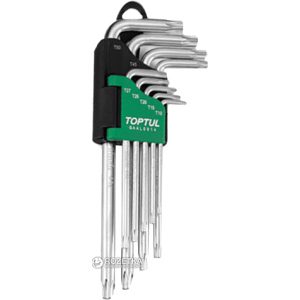 Набор ключей Torx длинных Toptul T10-T50 9 предметов (GAAL0914) лучшая модель в Луцке