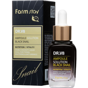 Сыворотка для лица FarmStay Dr-V8 Ampoule Solution Black Snail Ампульная с муцином черной улитки 30 мл (8809595050818) в Луцке