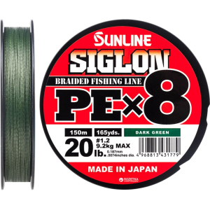 Шнур Sunline Siglon PE х8 150 м # 1.2/0.187 мм 9.2 кг Темно-зеленый (16580978)