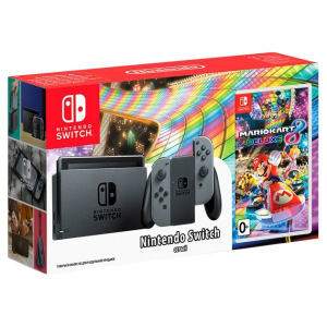 хороша модель Nintendo Switch Gray + Гра Mario Kart 8 Deluxe (російська версія)