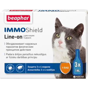 Капли Beaphar Immo Shield Line-on for Cats антипаразитные с диметиконом для котов и котят 3 пипетки (13581) (8711231135813) лучшая модель в Луцке