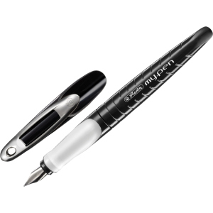 Ручка перьевая для левши Herlitz My.pen Black-White Синяя Чёрный корпус (10999803) надежный