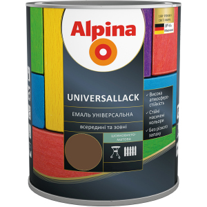 Емаль Alpina Universallack Шовковисто-матова 2.5 л Темно-коричнева (948103747)