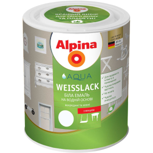 Эмаль Alpina Aqua Weisslack Sm Шелковисто-матовая 0.75 л Белая (910900) в Луцке