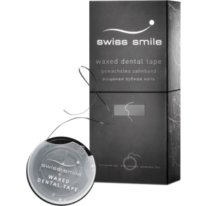 Зубна стрічка вощена зі смаком м'яти Swiss Smile Basel Базель колір чорний 70 м (900-990) 7640131979924 краща модель в Луцьку