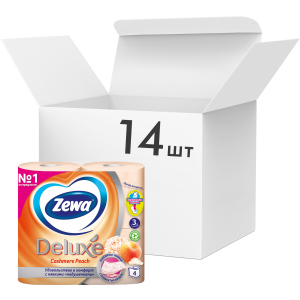Упаковка туалетного паперу Zewa Deluxe тришаровий аромат Персик 14 шт по 4 рулони (7322540059793) в Луцьку