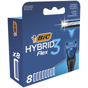 Сменные картриджи для бритья (лезвия) мужские BIC Flex 3 Hybrid 8 шт (3086123480933) надежный