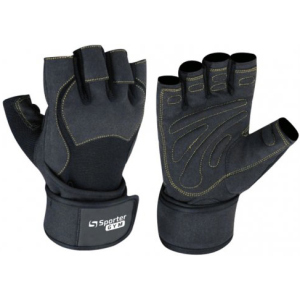 Перчатки тренировочные Sporter Gym Men Fitness Gloves (148.4 A) M Black/Yellow (2009999014485) лучшая модель в Луцке