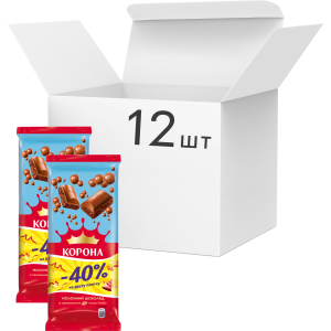 Упаковка шоколада Корона молочного пористого (80 г + 80 г) х 12 шт (7622210662897) краща модель в Луцьку