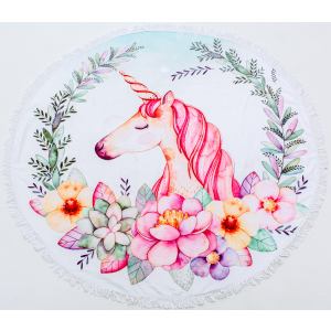 купити Пляжний рушник MirSon №5063 Summer Time Unicorn girl 150x150 см