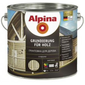 Грунтовка для дерева Alpina Grundierung für Holz 2,5л Прозрачная рейтинг