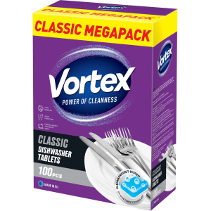 Таблетки для посудомийних машин Vortex Classic 100 шт (55600020) краща модель в Луцьку