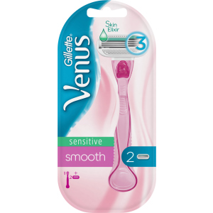 Верстат для гоління жіночий (Бритва) Venus Smooth Sensitive з 2 змінними картриджами (7702018575350) краща модель в Луцьку