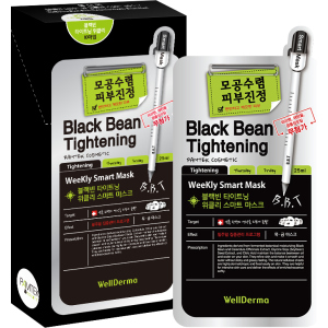 Тканинна маска для обличчя Wellderma Звуження пор Black Bean Tightening Weekly Smart Mask 10 шт x 25 мл (8809387192092) краща модель в Луцьку