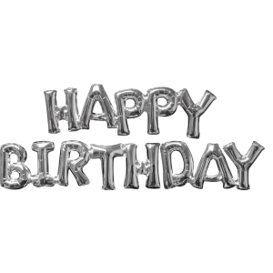 Шарики воздушные Amscan Phrase Happy Birthday Silver P60 (3609701)