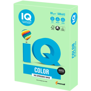 Папір офісний IQ Color MG28 A3 80 г/м2 500 листів Зелений (9003974402727) краща модель в Луцьку