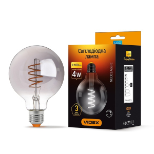 LED лампа VIDEX Filament G95FGD 4W E27 2100K Дімерна графіт краща модель в Луцьку