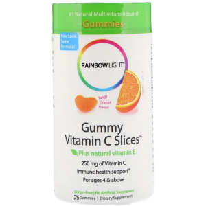 Вітаміни Rainbow Light З часточки з терпким апельсиновим смаком Gummy Vitamin C Slices Tangy Orange Flavor 75 жувальних цукерок (21888302413) ТОП в Луцьку